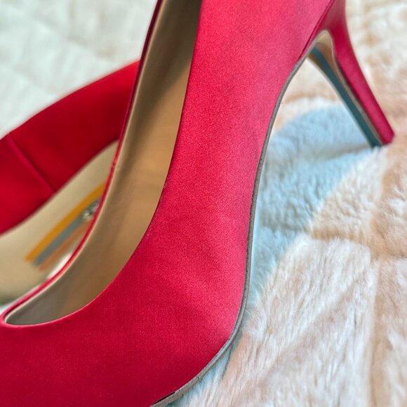 Sam Edelman Kitten Pump Shoes - Satin Red- Size 5.5 - Picture 10 of 15
